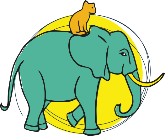 themabeeld met olifant en welp