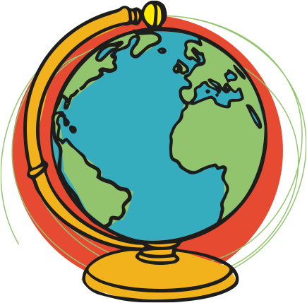 Globe op rode achtergrond