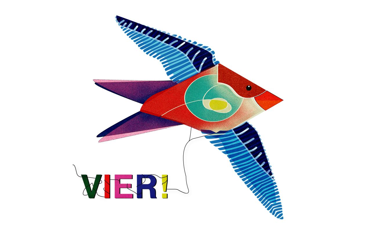 Dit is een afbeelding van een vlieger voor de Vier!-koffer van Studio Globo.